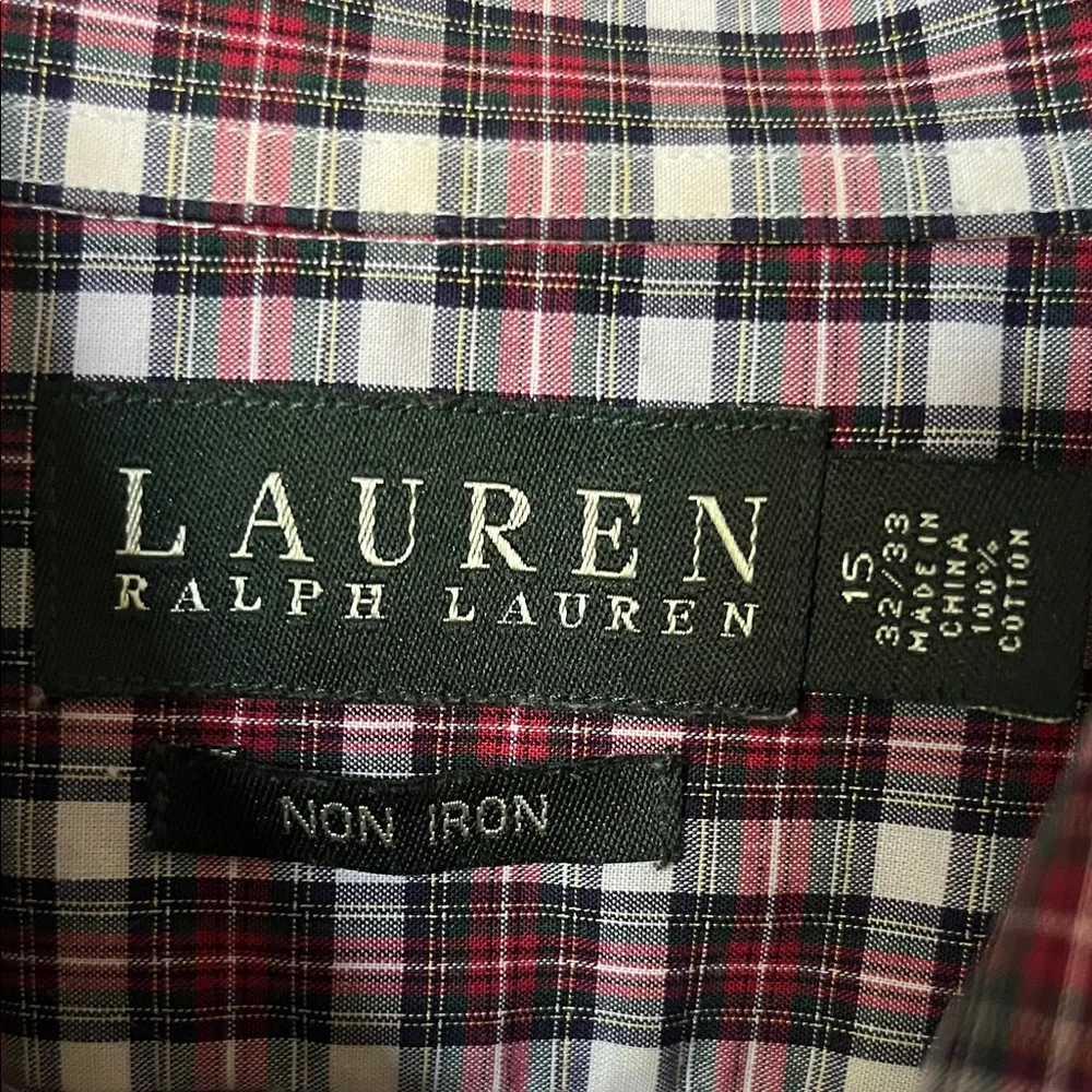 Lauren Ralph Lauren Men's Casual Red Plaid Shirt No Iron 15 32